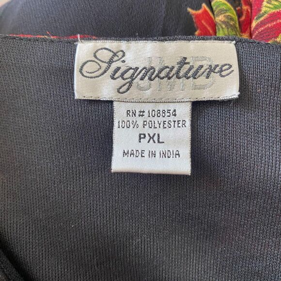 Witchy Whimsygoth Black Red Beaded Sheer Mesh 3/4 Sleeve Blouse XL Petite - Picture 8 of 8